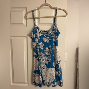 Zara Blue and White Floral Mini Slip Dress